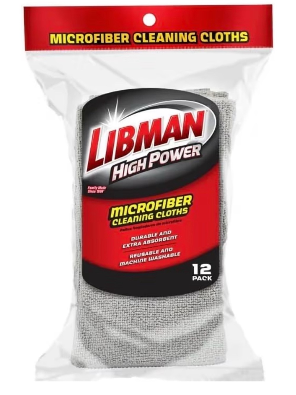 High Power Gray Microfiber Cleaning Cloths - 12 Pack